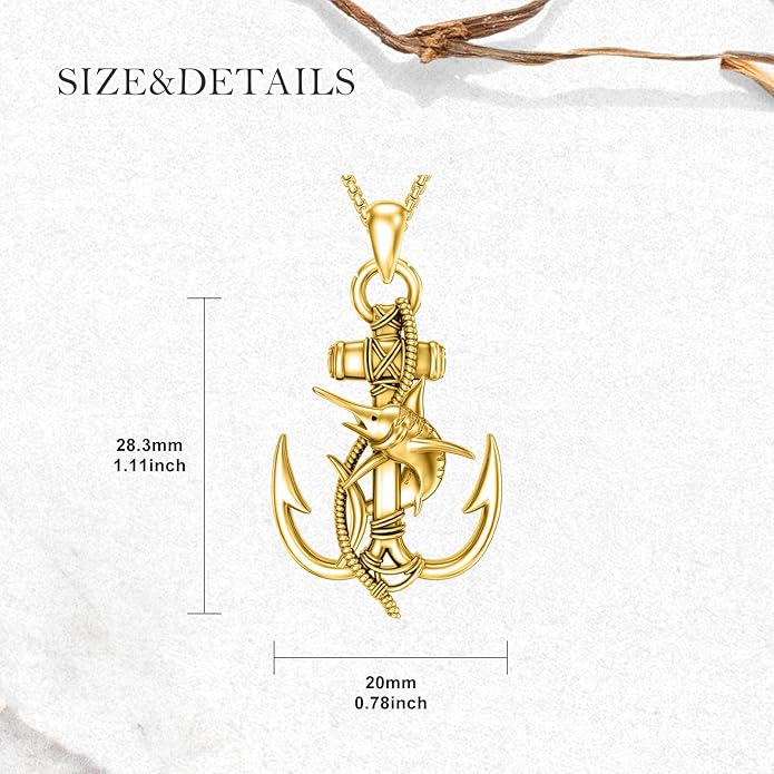 MEIDERBO Anchor Necklace for Men Women 925 Sterling Silver Earth/Swordfish/Trident/Compass Pendant Nautical Jewelry for Birthday Christmas