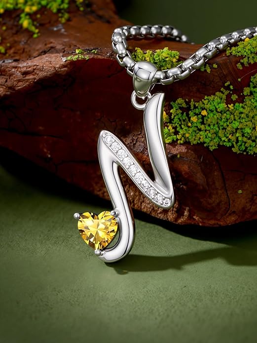 Christmas Gifts for Women Alphabet A to Z Initial Birthstone Pendant Necklaces for Women - 18k White Gold Plated Personalized Name Jewelry Valentine Mothers Day Birthday Gifts for Women Her Girlfriend