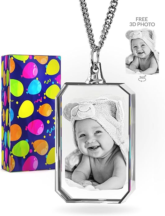 ArtPix 3D Crystal Photo Custom Necklace, Personalized Valentines Day Gift for Women, Men, Her, Him