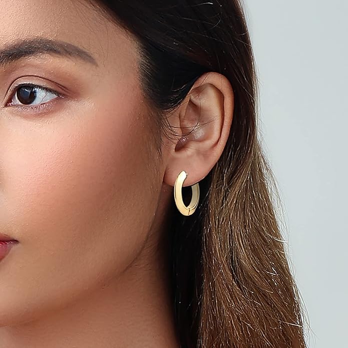 14K Gold Plated Hoop Earrings for Women, Hypoallergenic Chunky Gold Plating Hoop Earrings Multipack, Lightweight Twisted Huggie Hoops Earring Set Jewelry for Gifts