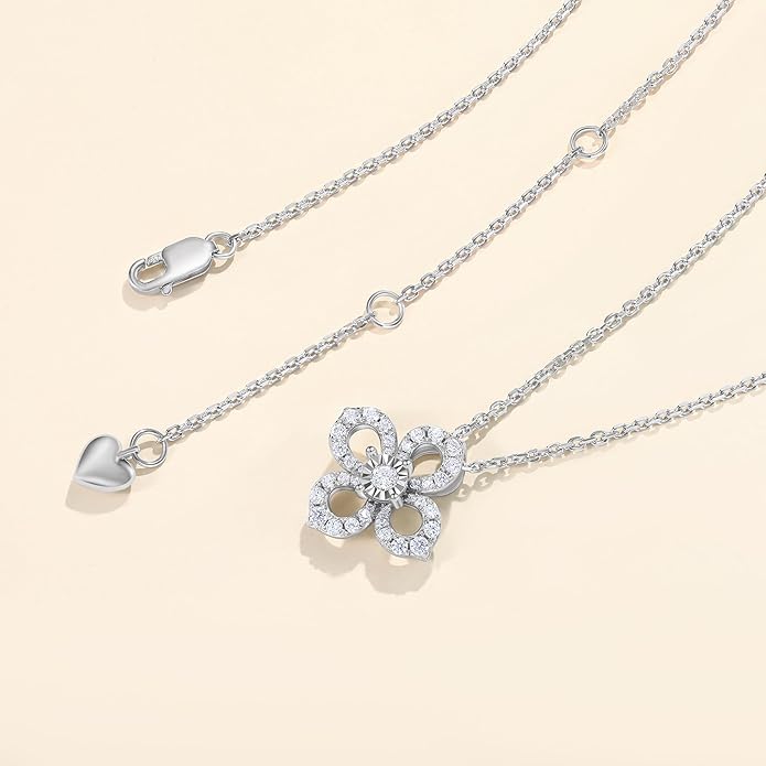 Sterling Silver Lab Grown Diamond Halo Pendant Necklace, Chain Included,ideal gift for anniversaries, birthdays, or any milestone celebration