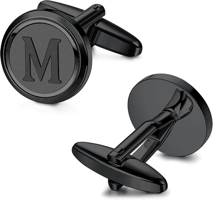 LOYALLOOK Initial Gold Cufflinks for Men Gold Cuff Links Personalized Copper CuffLinks Letter Cufflinks Gift for Groom Husband Father