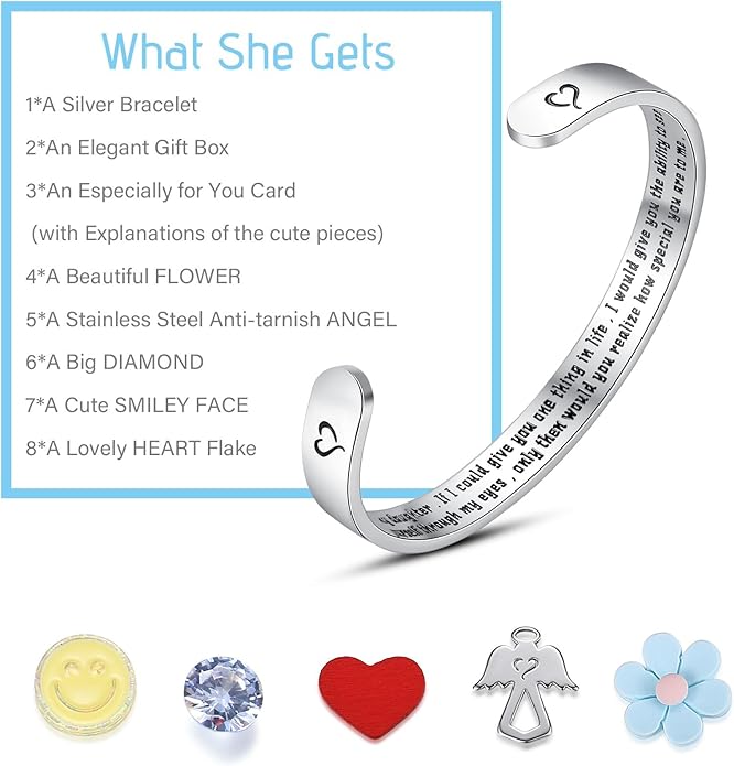 SAM & LORI Personal Bracelets for Teens/Women-Inspirational Jewelry Gifts (Various Designs) for Daughter/Sister/Mom/Friends-Adjustable Bracelet in a Pretty Gift Box