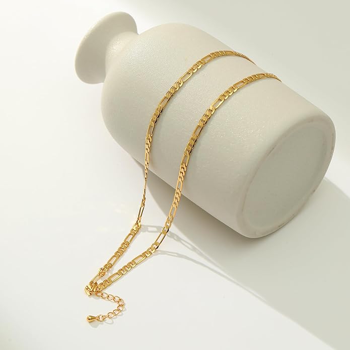 Pencros Dainty Layered Anklet,14K Gold Filled Cute Beads Satellite Chain Heart Boho Adjustable Anklets for Women