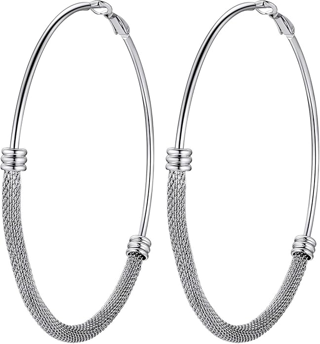 PROSTEEL 30/40/60/80/100mm Chunky Hoop Earrings For Women Gold Plated/Black Stainless Steel Hoops Earrings Statement Jewelry