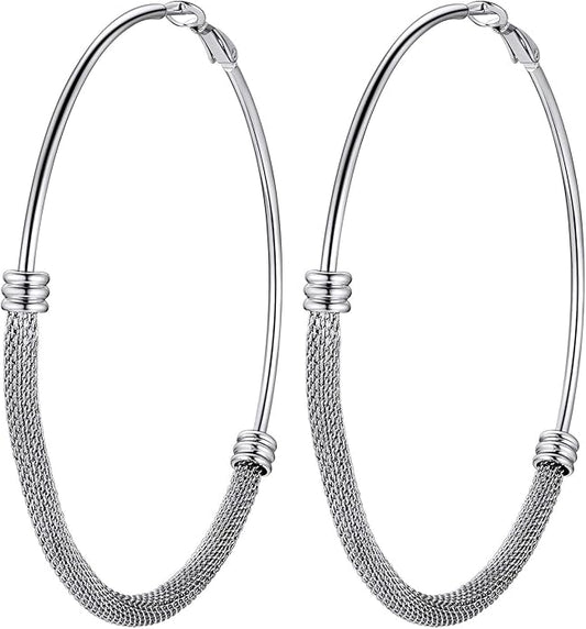 PROSTEEL 30/40/60/80/100mm Chunky Hoop Earrings For Women Gold Plated/Black Stainless Steel Hoops Earrings Statement Jewelry