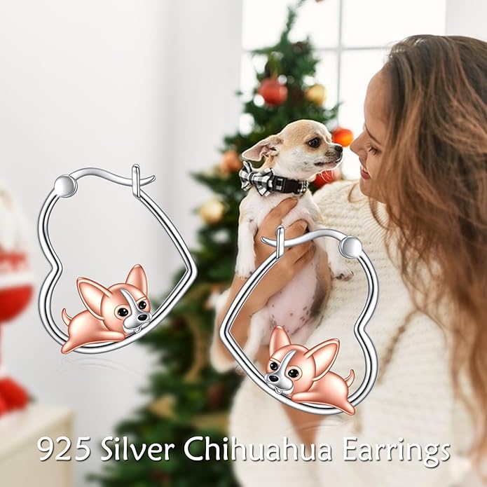 YFN Animal Earrings Sterling Silver Animal Heart Hoop Dangle Earrings Cute Jewelry Gifts for Women