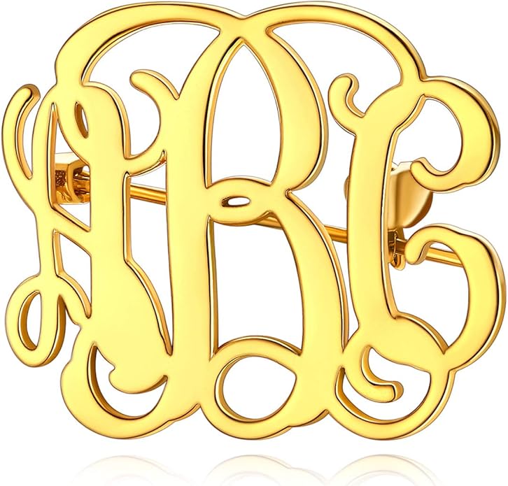 Custom4U Custom Name Pin Personalized Brooch Pins for Women Men Stainless Steel Name Tag with Letters/Initials - Silver/Gold/RoseGold/Black Customized Jewelry Gifts for Birthday Wedding Business Party