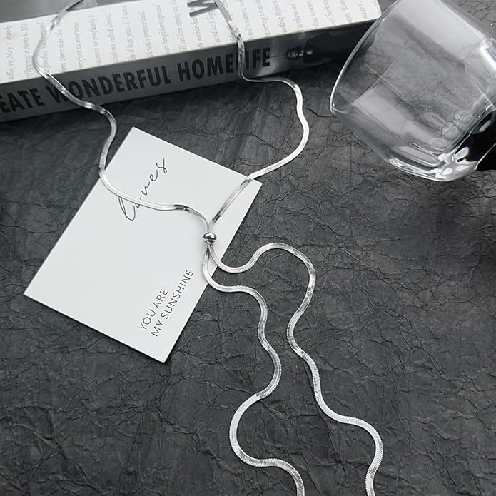 Chunky Gold Choker Necklace for Women,Trendy Silver Statement Necklace Long Snake Chain Drop Necklace,Charm Prom Body Jewelry Accessories Gifts