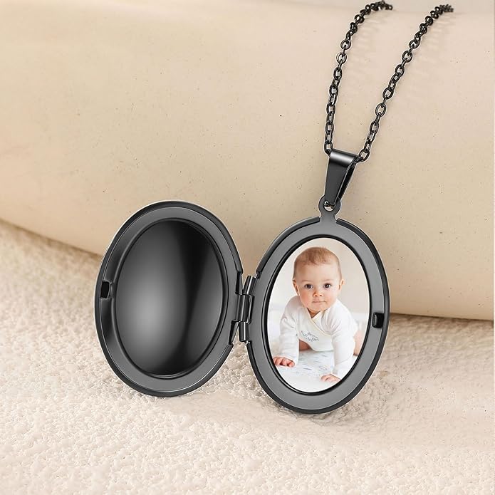 PHOCKSIN Personalized Locket Necklace for Women Photo Necklace with Customized Picture Birth Flower Birthstone New Years Gifts for Women