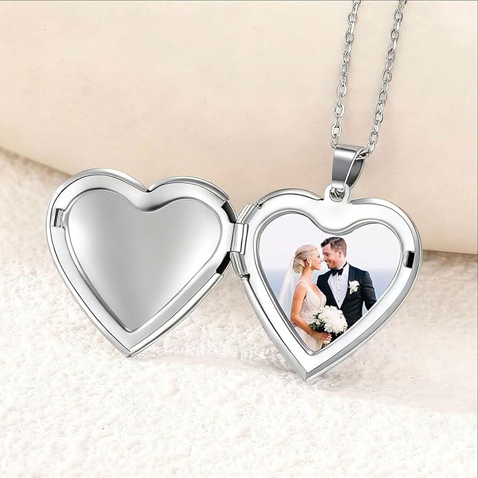 PHOCKSIN Personalized Locket Necklace for Women Photo Necklace with Customized Picture Birth Flower Birthstone New Years Gifts for Women