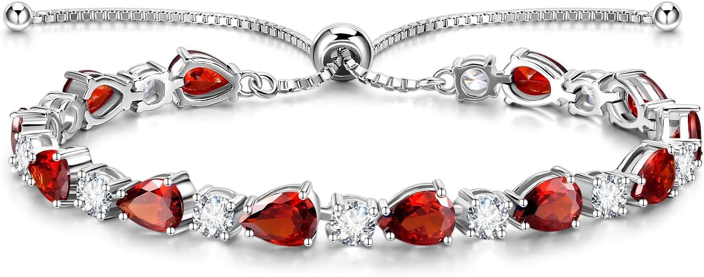 FANCIME Shine of Tears Birthstone Tennis bolo Bracelets Sterling Silver Tennis Bracelets Charm Fine Jewelry Birthday Gifts for Women Mom