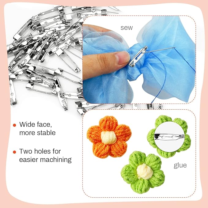 100 Pcs Bar Pins - Silver Brooch Clasp Pins for Badges, DIY Craft, Sewing, Baby Shower, Wedding Name Tags (25mm)