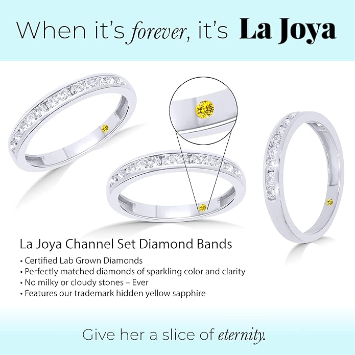 Lab Grown Diamond Wedding Rings for Women | 10K Yellow, White and Rose Gold Certified 1/6-1/2 Carat Channel Set Diamond Anniversary Bands and Wedding Bands for Her