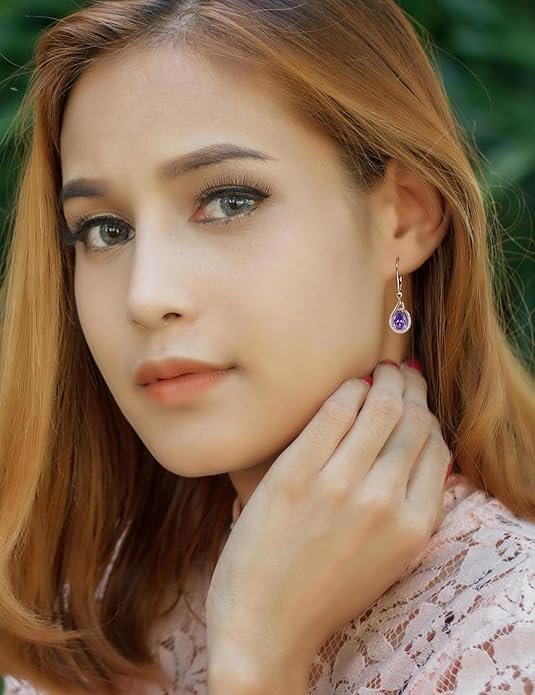 Starchenie Teardrop Dangle Drop Earrings 925 Sterling Silver Pear Birthstones Leverback Earrings Gift for Women