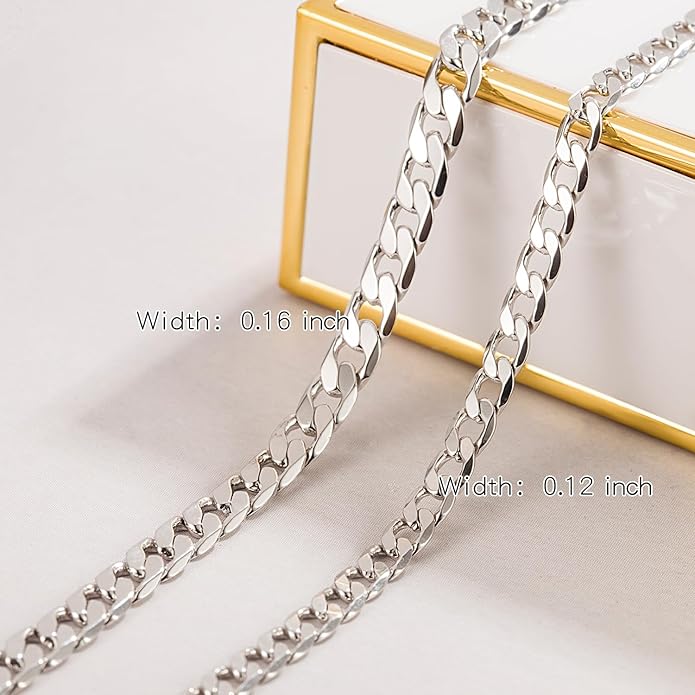 Dankadi Men 925 Sterling Silver Necklace 3-4-5MM Italy Diamond Cut Cuban Link Chain 16 "17" 18 "19" 20 "22" 24 "26" 28 "30" Fine Jewelry Gifts For Women