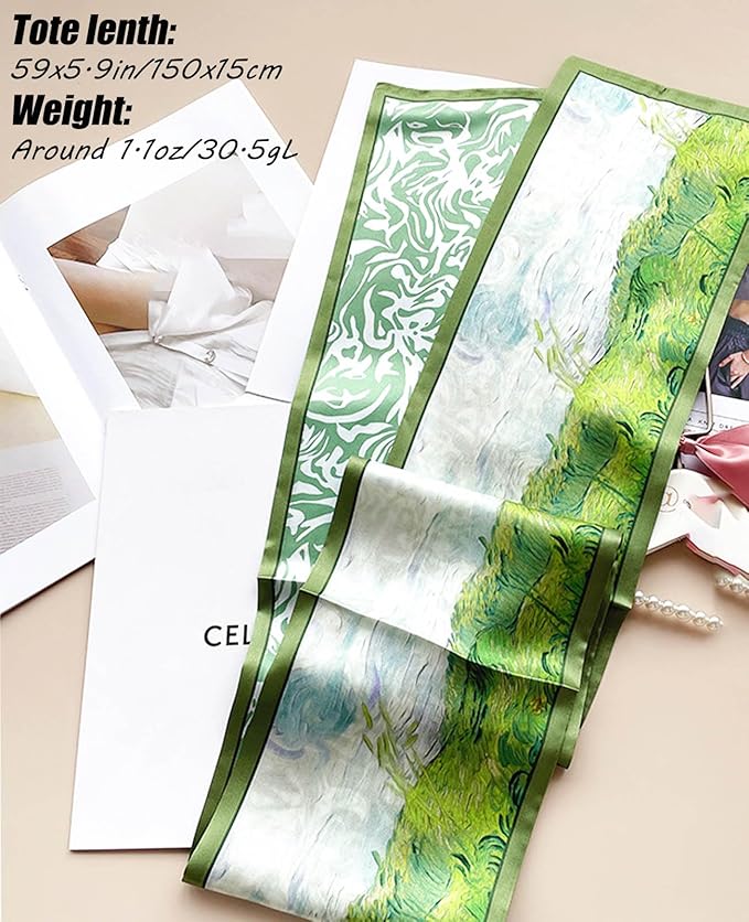 Hioyiwse Head Scarf Hair Neck Scarves For Women Purse Bag Scarfs For Handbags Silky Long Thin Satin Headscarf Fashion