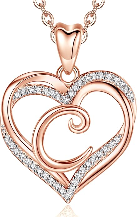 INFUSEU Unique Initial Necklaces for Women Girls Small Heart Letter Jewelry, Meaningful Personalized Gifts