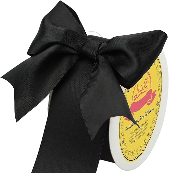 LEEQE Double Face Satin Ribbon 2 inch X 25 Yards Polyester Black Ribbon for Gift Wrapping Very Suitable for Weddings Party Hair Bow Invitation Decorations and More
