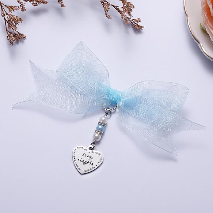 Ralukiia Something Blue Charm Gift for Bride from Mom and Dad, Blue Bridal Bouquet Charm, Daughter Wedding Gifts from Parents, Bridal Shower Gift