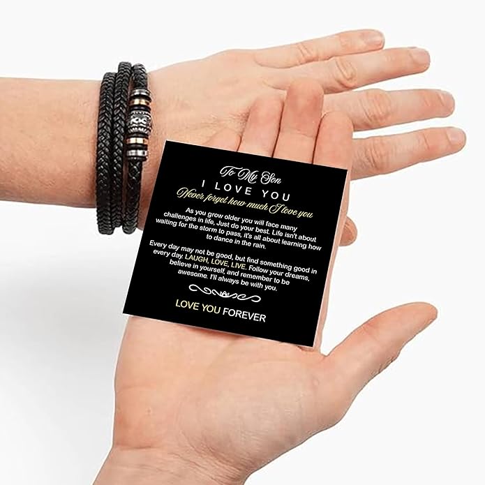To My Son Bracelet from Dad with Heartfelt Message, Bracelets For Men, Birthday Gift for Son from Mom and Dad, Graduation Christmas Gifts for Him