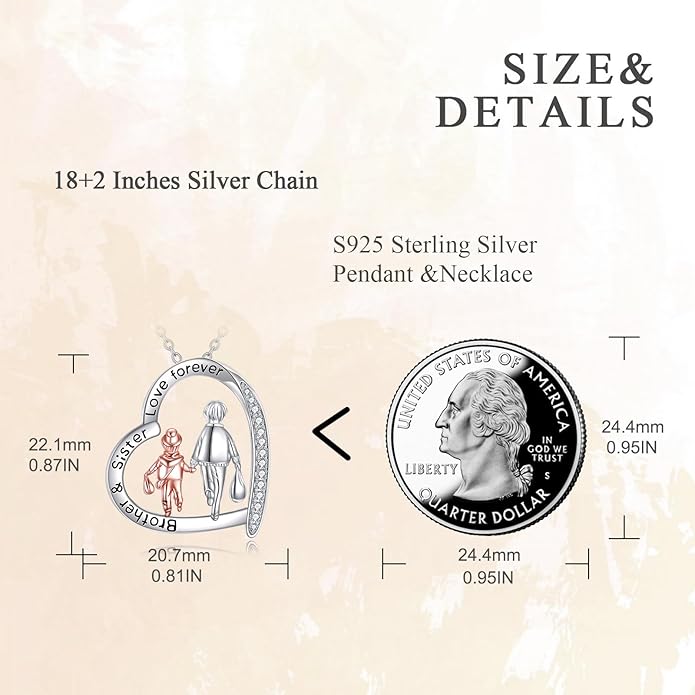 AOBOCO Gifts for Sister 2 3 Sisters Necklace for Women Sterling Silver Sister Crystal Pendant Jewelry Birthday Christmas Gifts for Friend Female Friendship Lasts Forever