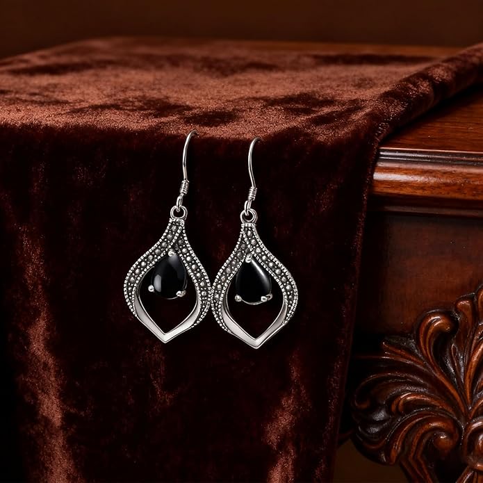 Vintage Genuine Gemstone Earrings for Women Dangling 925 Sterling Silver Western Native American Style Jewelry for Wife Mother
