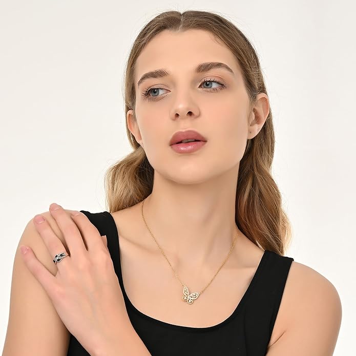 Dainty Gold Butterfly Bow Necklace for Women,18k Gold Plated Choker Necklaces for Women Waterproof & Daily & Simple, Gold Jewelry for Women