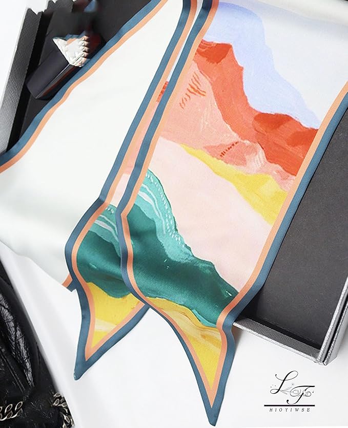 Hioyiwse Head Scarf Hair Neck Scarves For Women Purse Bag Scarfs For Handbags Silky Long Thin Satin Headscarf Fashion