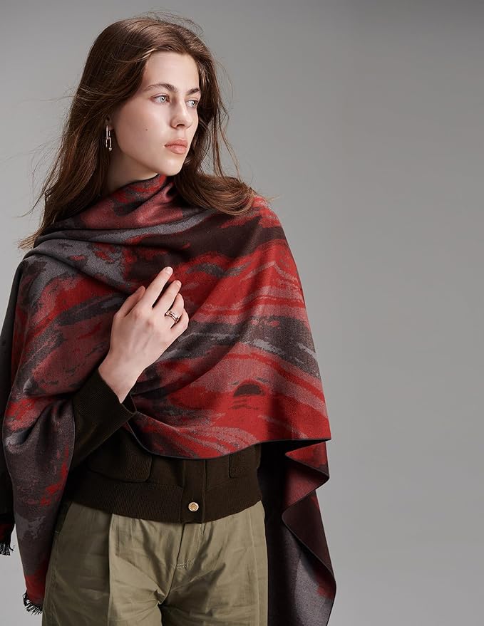 ZHE JIN Luxurious Silk Scarf Shawl Wraps for Women, Warm Scarves Winter Gift, 100% Brushed Mulberry Silk