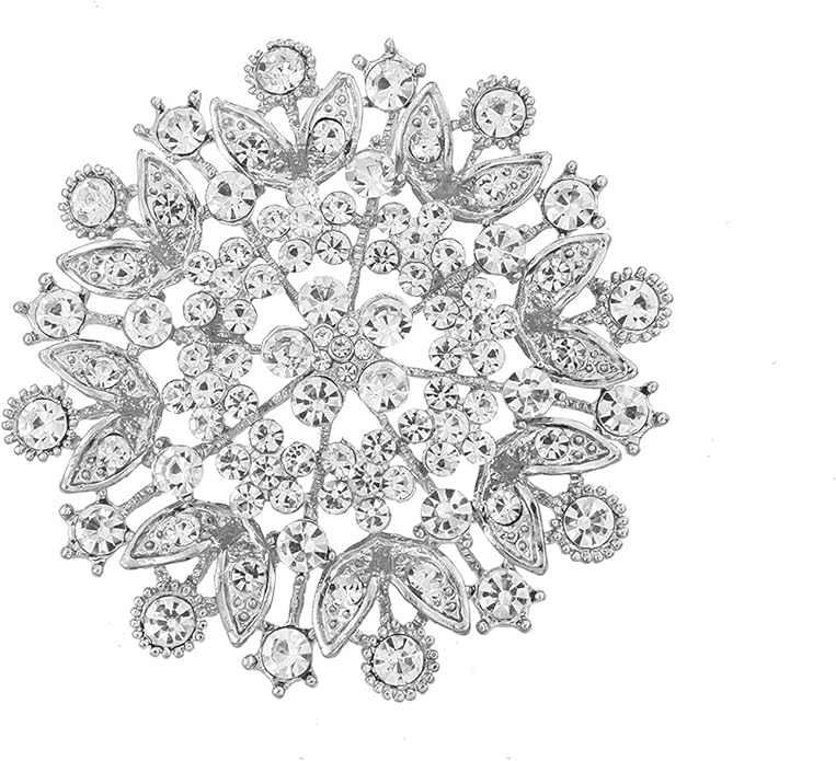 Crystal Rhinestone Brooch for Women Silver Brooch Pins for Women Clear Rhinestone Jewelry Pins for DIY Bridal Wedding Bouquet