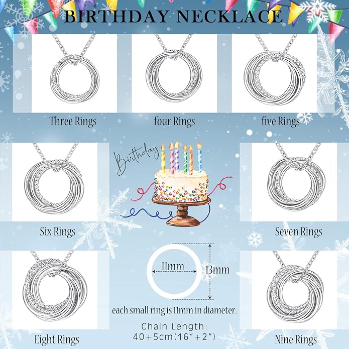 Birthday Gifts for Women Sterling Silver 30th 40th 50th 60th 70th 80th 90th Birthday Necklace For Her 3 4 5 6 7 8 9 Decade Jewelry 30 40 50 60 70 80 90 Years Old