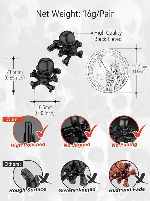 FaithHeart Mens Cufflinks, Norse Viking Tuxedo Shirt Cuff Links, Stainless Steel Cuff Links and Shirt Studs, Gift Box