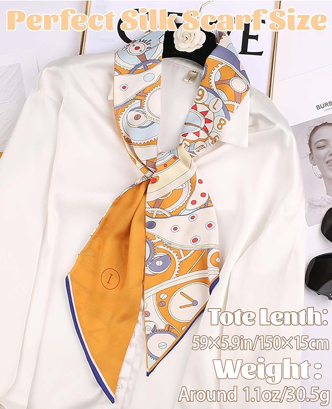 kcctoo 59" Mulberry Silk Like Head Scarf Women's Fashion Square Neck Satin Scarfs for Bag Hair Scarves Gift 59 * 5.9”