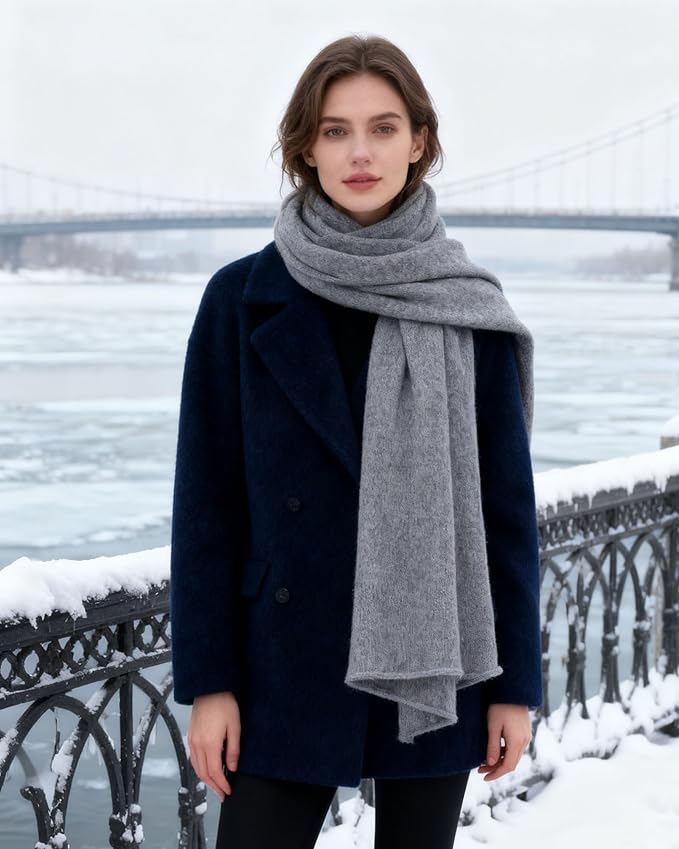 WASALUYA 100% Cashmere Scarf for Women - Knitted Lightweight Travel Wrap, Soft Large Shawl, 71x24 Inches, Luxury Gift