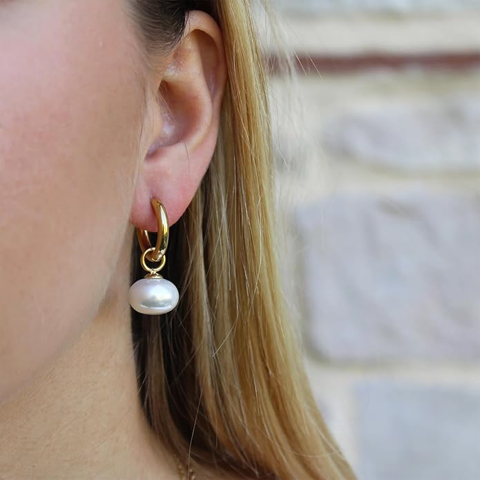 8YEARS Chunky Gold Hoop Earring for Women, 18K Gold Plated Lightweight Thick Hoops, Hypoallergenic Trendy Jewelry for Gift