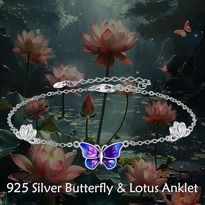 925 Sterling Silver Anklet for Women Dragonfly/Butterfly/Sea Turtles/Mermaid/Infinity/Hamsa Hand Adjustable Chain Ankle Bracelets Jewelry