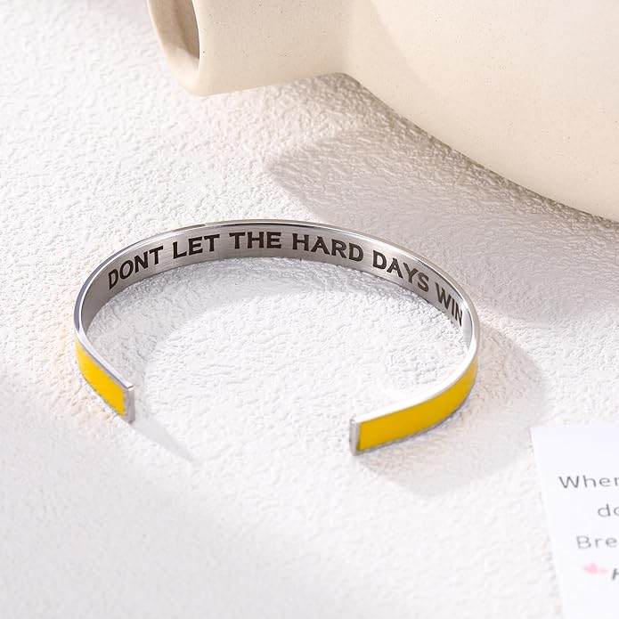 KHKINDPRO Dont Let The Hard Days Win Bracelet for Women Men, Handmade Braided Adjustable Wrap Stainless Steel To My Daughter/Best Friend Inspirational Gifts Ladies Jewelry