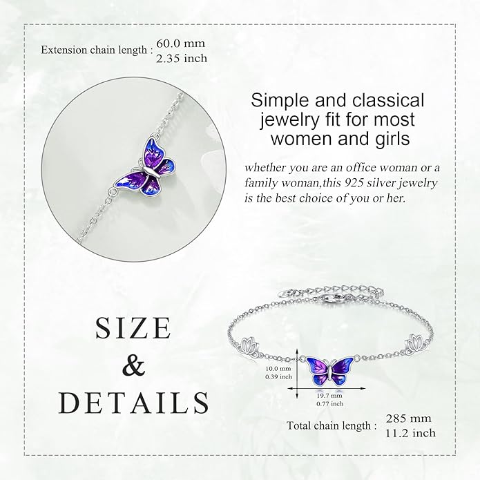 925 Sterling Silver Anklet for Women Dragonfly/Butterfly/Sea Turtles/Mermaid/Infinity/Hamsa Hand Adjustable Chain Ankle Bracelets Jewelry