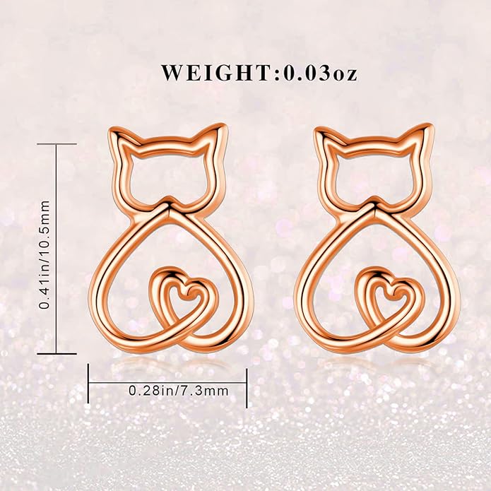 INFUSEU Sterling Silver Cute Stud Earrings Cat Frog Mushroom Bunny, Small Gifts for Women Teen Girls Animal Lovers