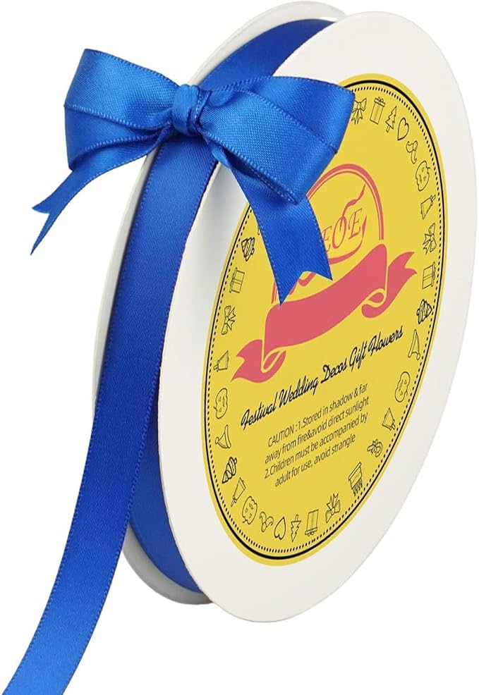 LEEQE Double Face Royal Blue Satin Ribbon 1/2 inch X 50 Yards Polyester Royal Blue Ribbon for Gift Wrapping Very Suitable for Weddings Party Invitation Decorations and More