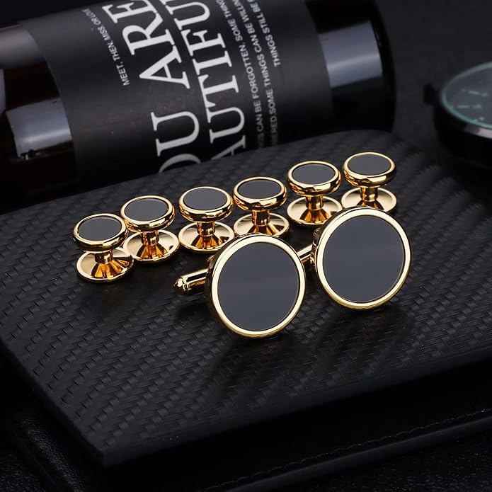 HAWSON Fashion Mother-of-Pearl Tuxedo Shirt Button and Cufflink Set, Specially Designed for Wedding Business