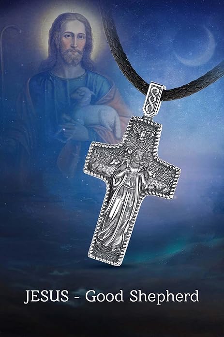 EUDORA 925 Sterling Silver St Christopher/St Benedict/St Michael/Virgin Mary/San Judas Tadeo/Good Shepherd Cross/Archangel Necklace Medal Pendant Protection Religious Amulet Jewelry For Men Women