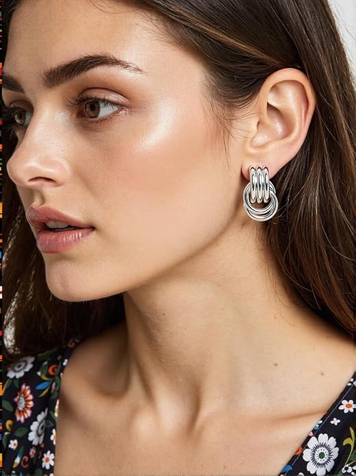 Trendy 14K Gold Plated Knot Earrings are Thick and Charming Pendant Earrings for Women They are Lightweight Hypoallergenic Fashion Accessories Jewelry Gifts for Women