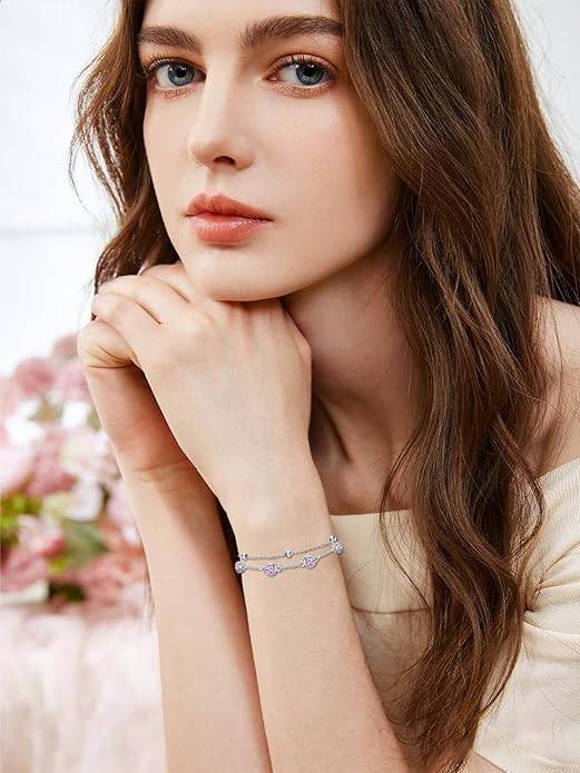 Dorunmo 925 Sterling Silver Birthstone Anklet Bracelets for Women Birthday Mother's Day Jewelry Gifts for Wife Girlfriend Mother Her