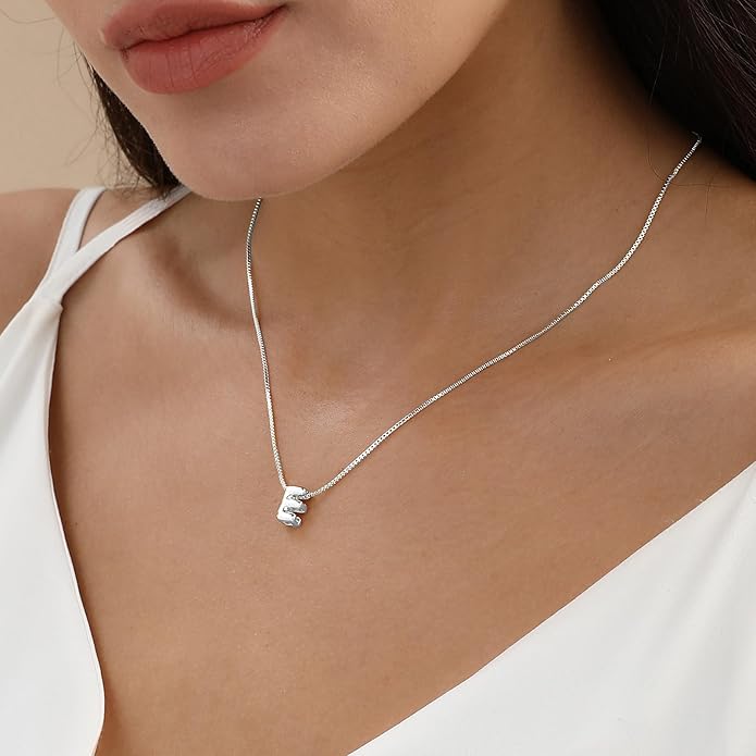 Bubble Gold Letter Necklace for Women, 14k Gold Plated Balloon Initial Necklace, Dainty Gold Necklace for Women, Personalized Bubble Pendant Name Necklace, Fashion Accessories Trendy Jewelry