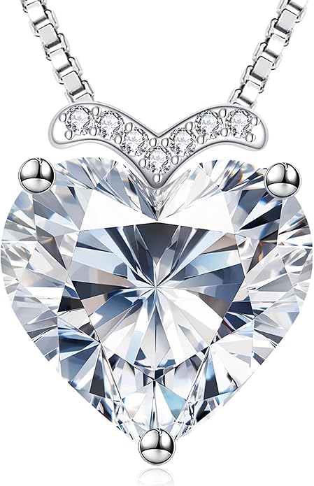 Forever Love Heart Pendant Necklaces for Women, 2-5 Carat Heartshape Moissanite Sterling Silver Pendant Jewelry, Ideal Anniversary Present or Birthday Gifts for Wife Her Girlfriend Mom Daughter