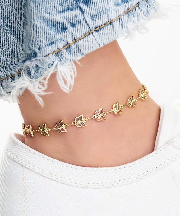 Barzel 18K Gold Plated Gold and Multi Color Crystal Baguette Anklet