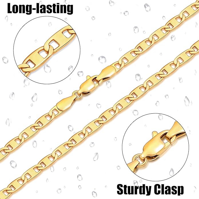 Gacimy 3.5mm Mariner Anklets for Women, 18K Gold Plated/Silver Tone Women’s Anklet, 9/10/11 Inches