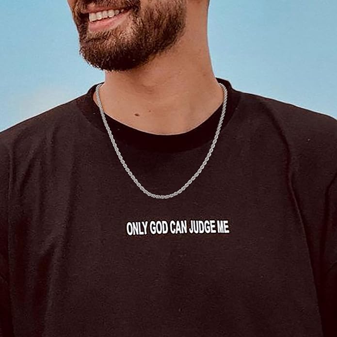 BRIJEWNES 925 Sterling Silver Clasp 2/2.5/3/4/5mm Silver Chain for Men Mens Necklace Rope Chain Necklace Diamond Cut Silver Mens Chain Necklace 16 18 20 22 24 26 28 30 Inches